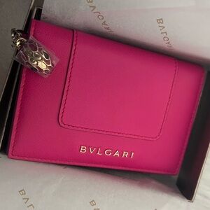 Bvlgari Pink Serpenti Forever Leather Card Holder Wallet NWT